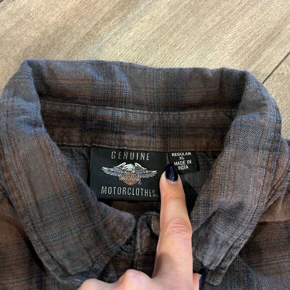 Harley Davidson Brown Casual Buttonup Men XL - Picture 3 of 6